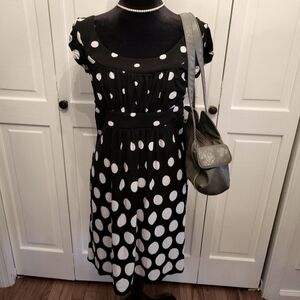 Vintage Y2k Black White Polks Dot Babydo Dress M Spring Easter